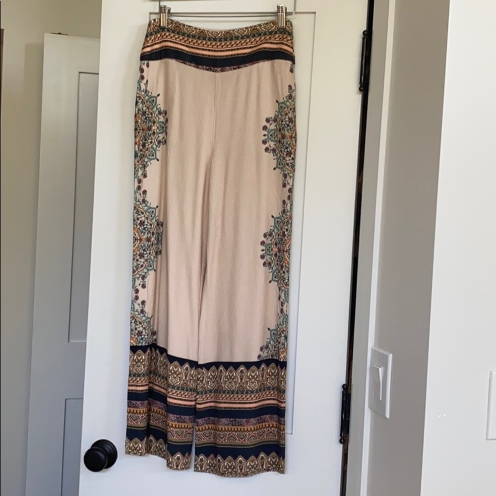 Anthropologie pink flowy pants